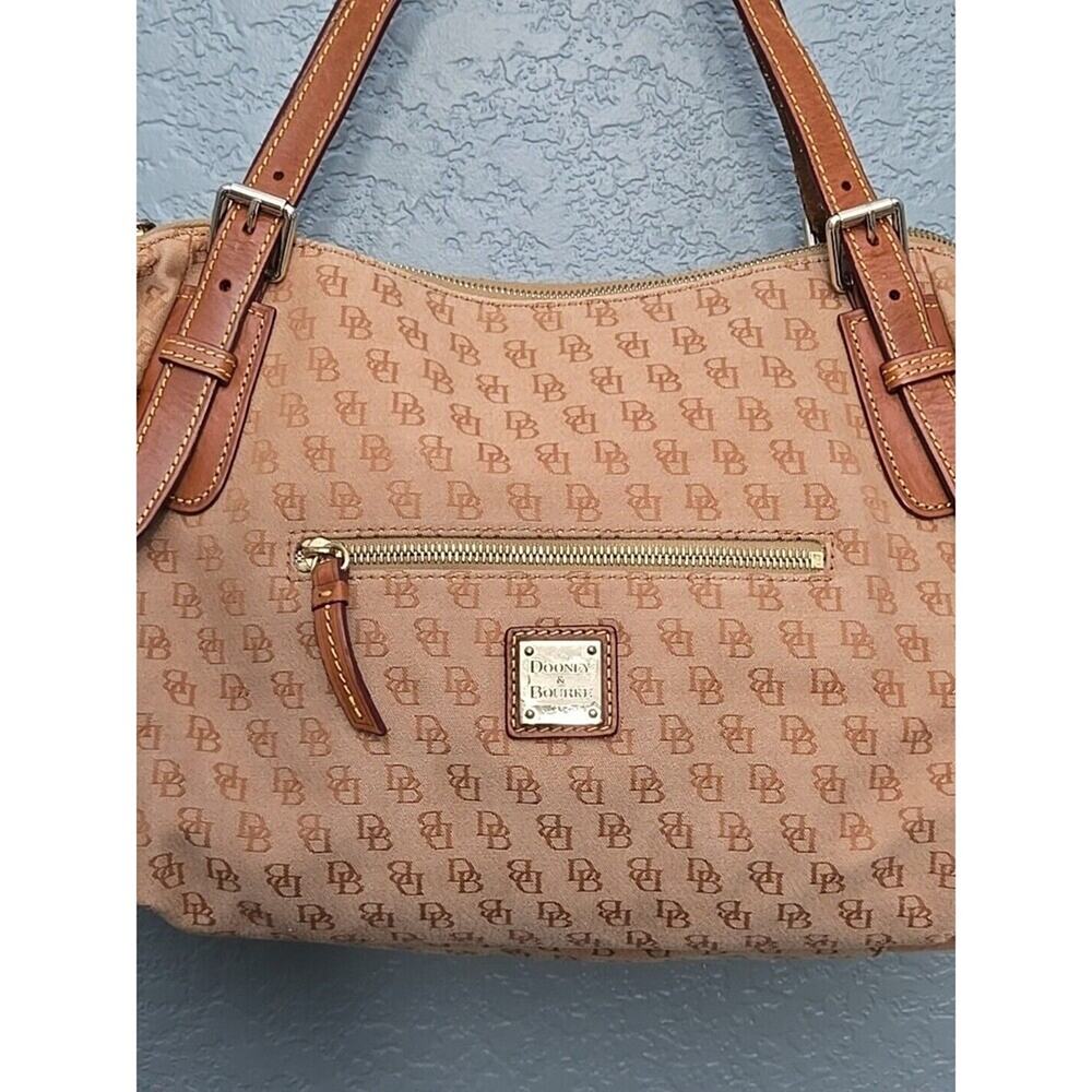 ✔️Dooney Logo Hobo Jacquard & Leather Shoulder Bag, Nina, EUC - Picture 2 of 16